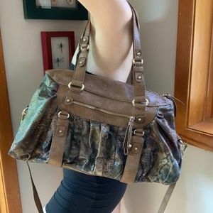 NWOT Faux Snakeskin Print Weekender Bag